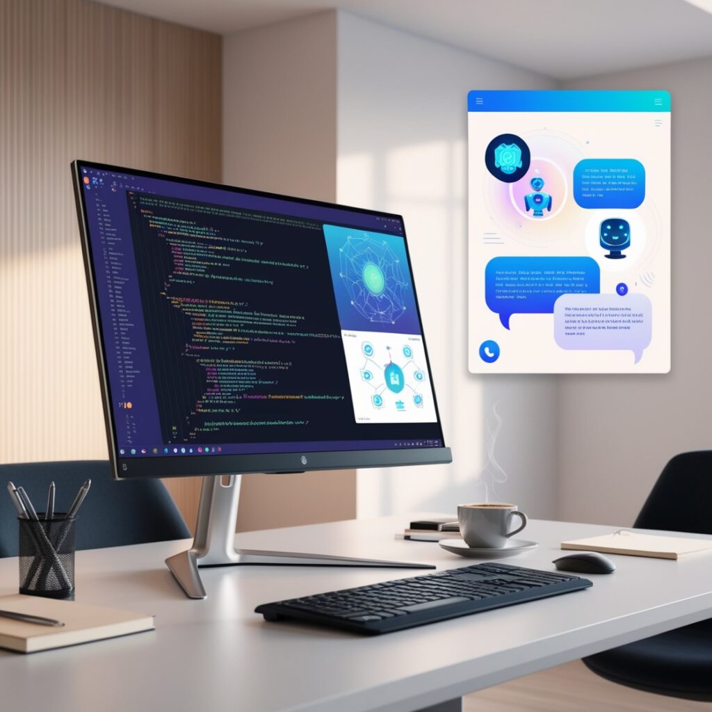 a computer on a desk