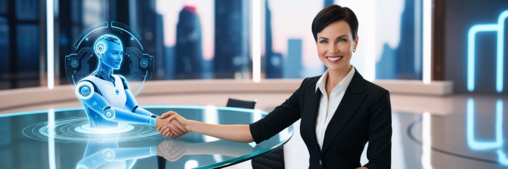 a woman shaking hands at a table